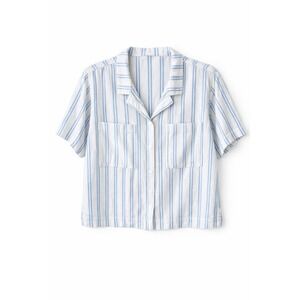 Buffalo David Bitton Women's Blue White Striped Linen Blend Coastal Shirt XL